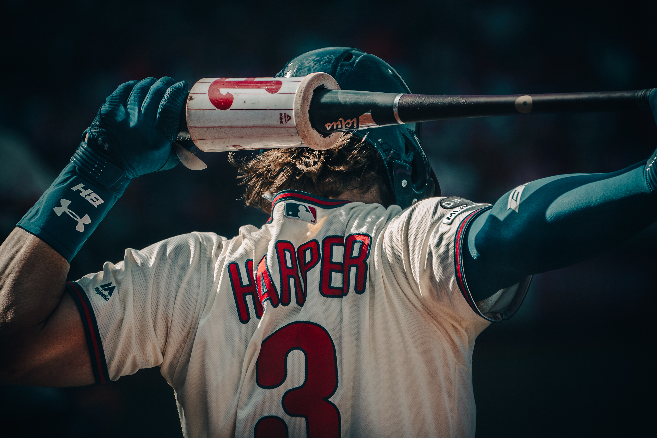 Bryce Harper on deck for the Philadelphia Phillies at Citizen Bank Park.