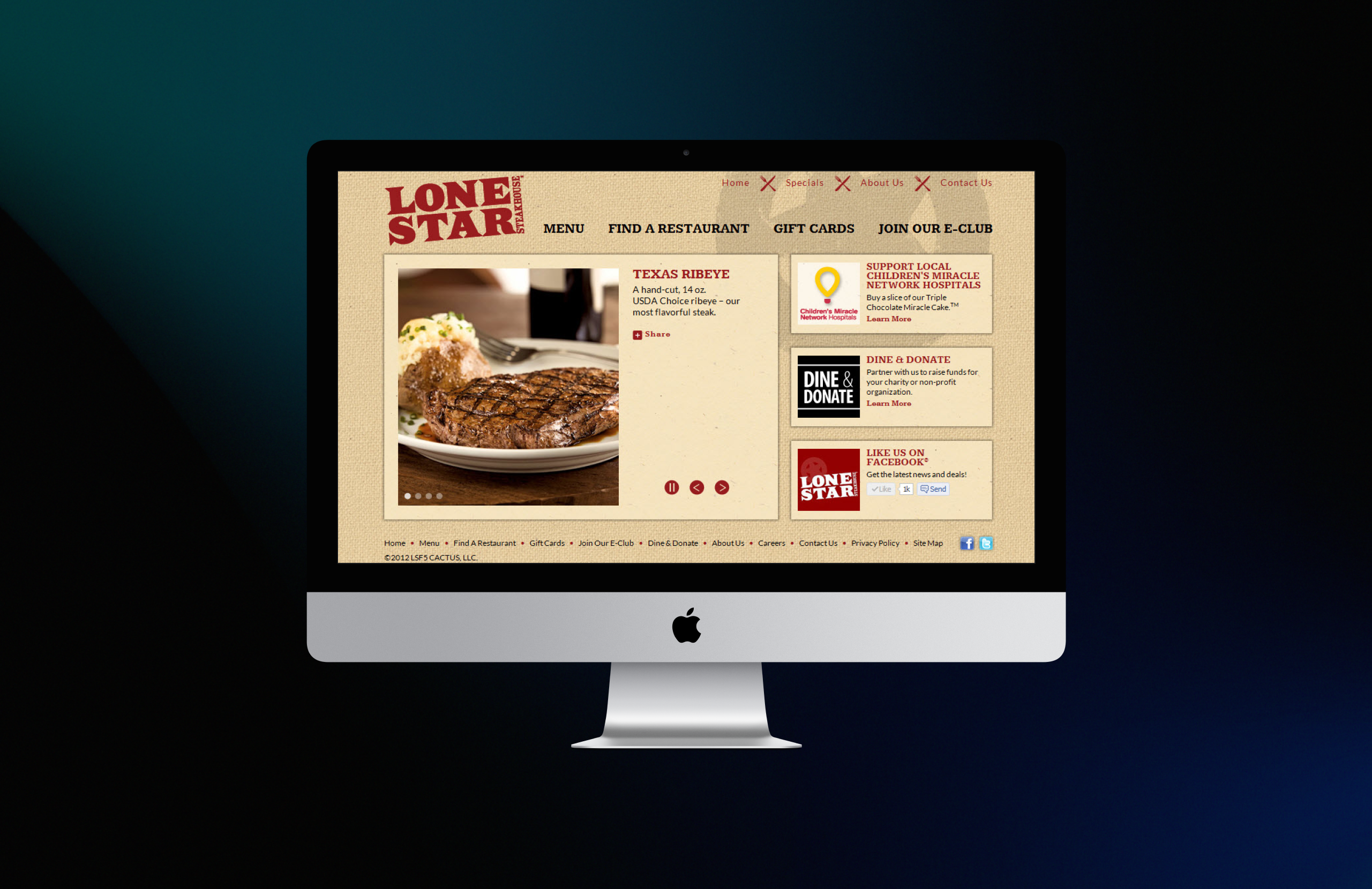 Lone Star Steakhouse home page.